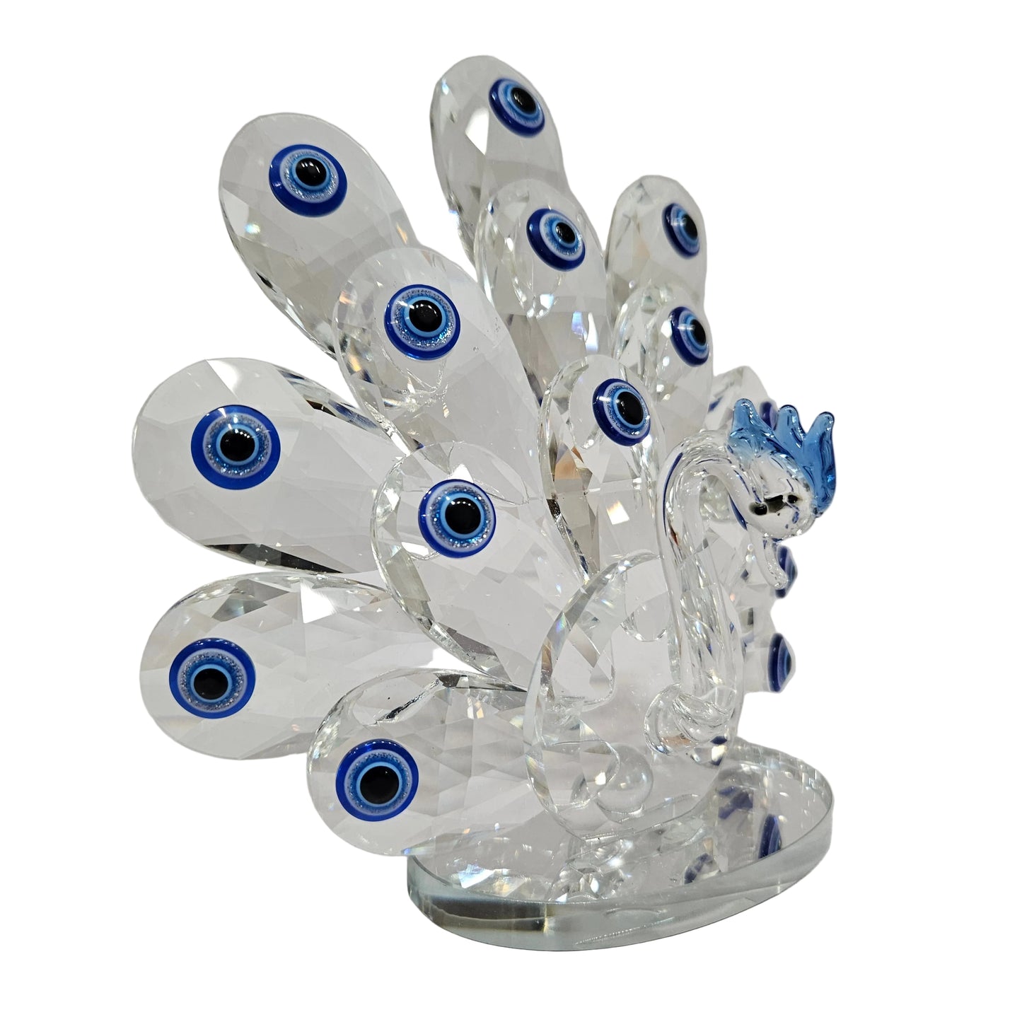 Crystal Peacock Showpiece| Evil Eye Crystal Peacock for Home Decor | Peacock Transparent Glass Showpiece Unique & Fancy Glass Peacock Showpeice