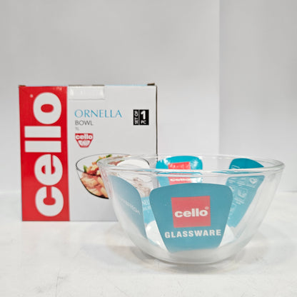 Cello Ornella Glassware Bowl Microwave Safe (Approx:-1L)