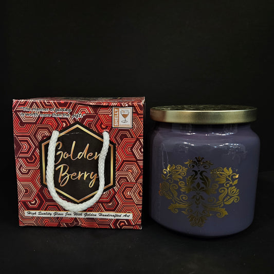 Shelly's Glassware Golden Berry High Quality glass jar with Golden handcrafted art prefect for Return gifting
