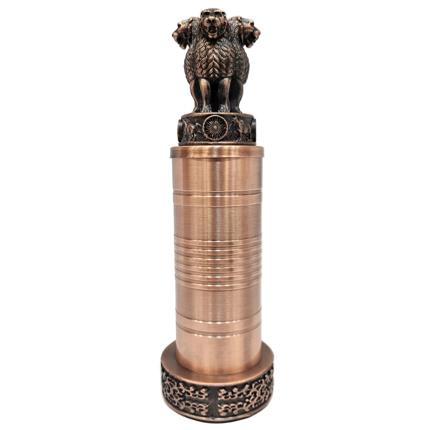 Metal showpiece The Ashoka Stambh, the National Emblem of India, in an antique bronze finish