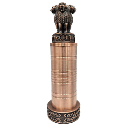 Metal showpiece The Ashoka Stambh, the National Emblem of India, in an antique bronze finish