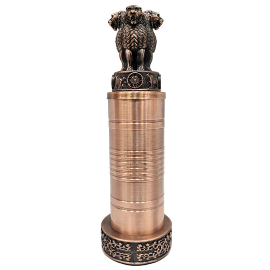 Metal showpiece The Ashoka Stambh, the National Emblem of India, in an antique bronze finish