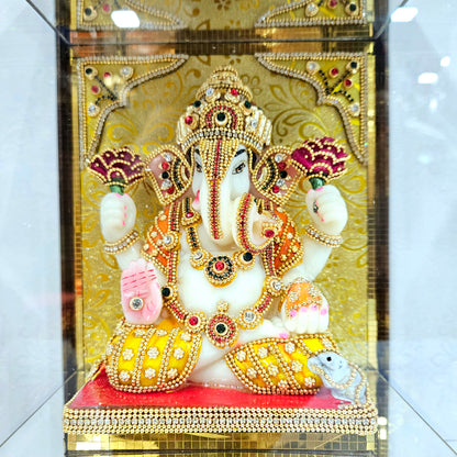 Lord Ganesha 24carats gold Plated Cabin Idol for Home Decor & Lord Ganpati Bappa Showpiece