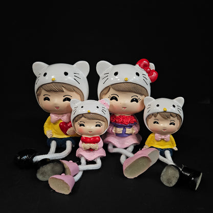 Cartoon Resin Outseam 4pieces set family Hanging Feet Doll Home Wall Decoration