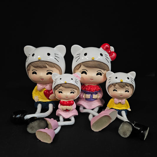 Cartoon Resin Outseam 4pieces set family Hanging Feet Doll Home Wall Decoration