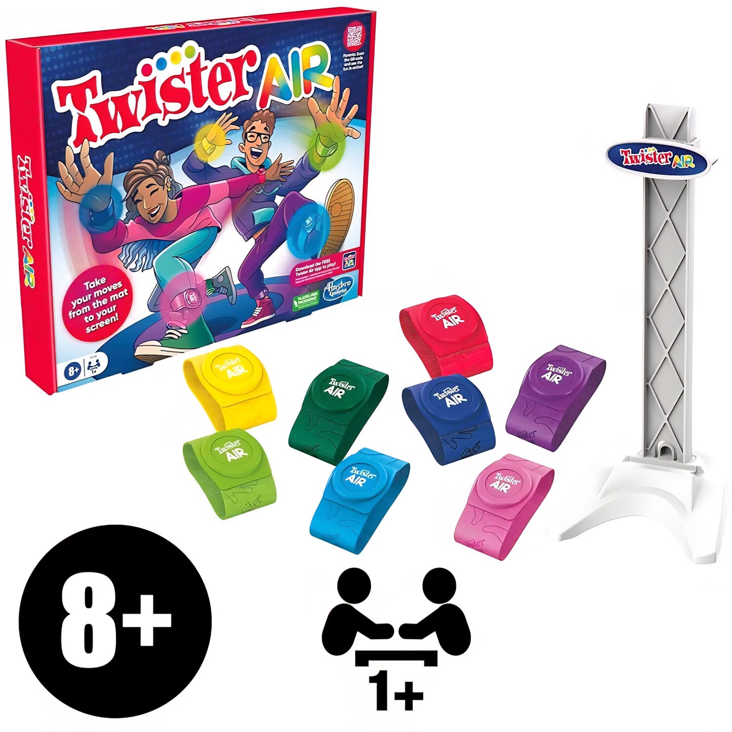 Twister Air Game | AR App Play Game with Wrist and Ankle Bands | Links to Smart Devices | Active Party Games for Kids and Adults | Ages 8+