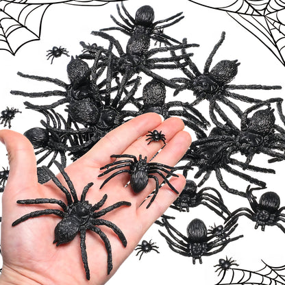 Halloween Realistic Plastic Spider Toys Plastic Spider Black Scary Spiders Fake for Boys Teens Adults Halloween Prank Props