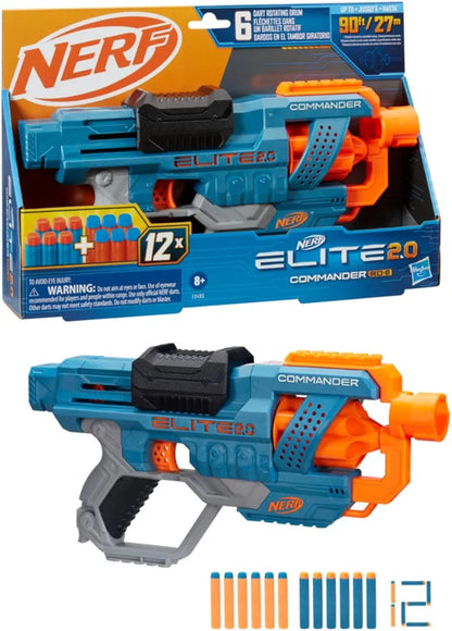 Nerf Elite 2.0 Commander Blaster, 12 Darts, 6-Dart Rotating Drum, Gift Toys for Kids Teens and Adults, Toys, Toys for Boys and Girls Ages 8 years above age,best Toy gift