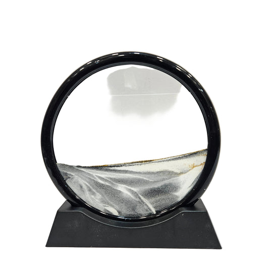 Moving Sand Art Liquid Motion Decor | Sandscape Moving Sand Picture | Round Dynamic Display Flowing Sand Frame | Sensory Relaxing Desktop Work table Decor