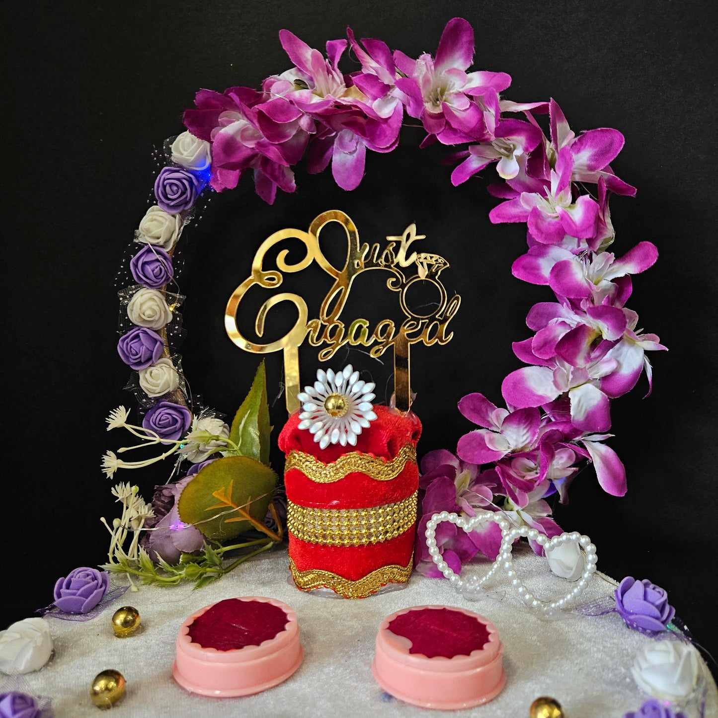 Rose Floweral Decorated Engagement Ring Platter Decorative Ring Plate and Tray for Ceremony