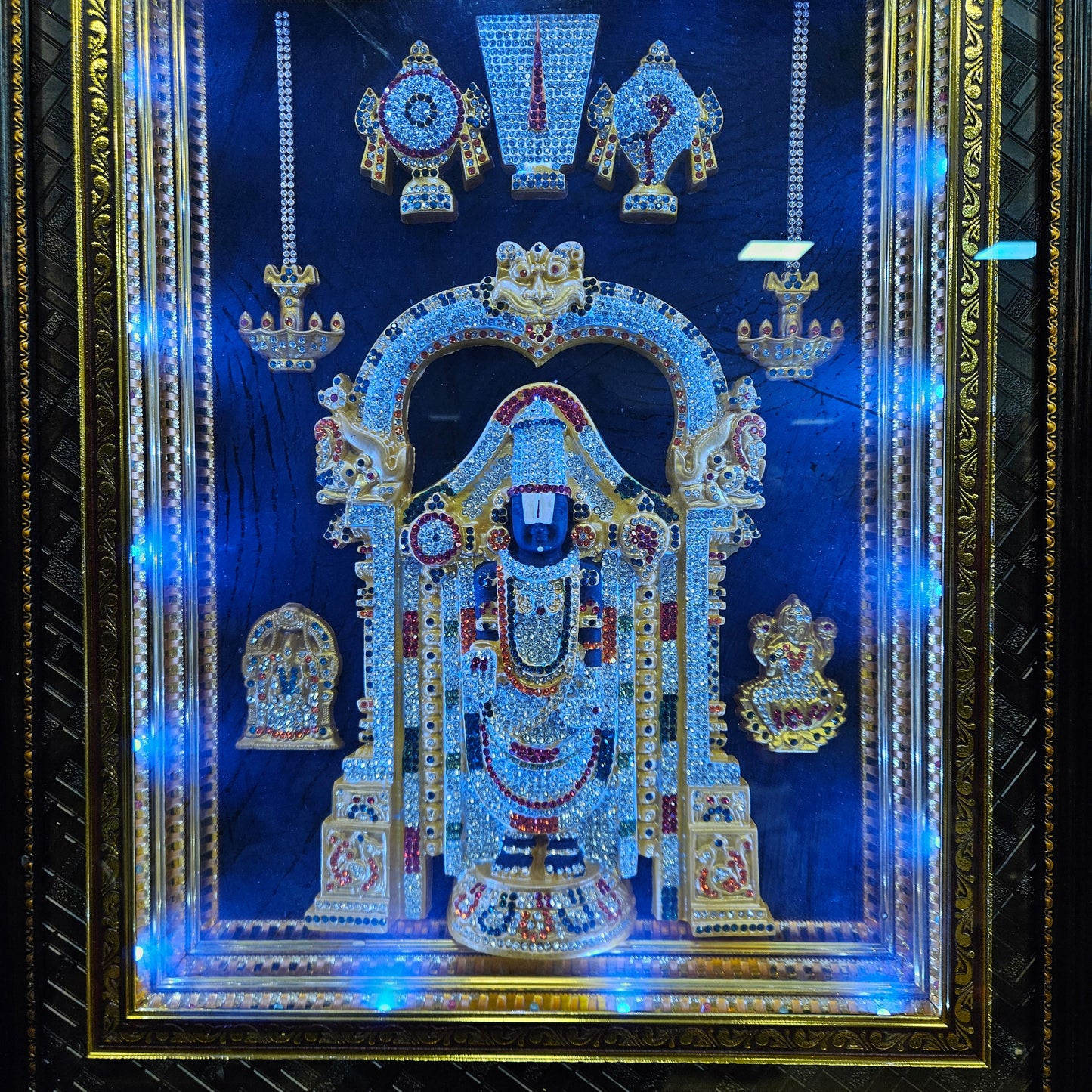 Lord Balaji Photo Frame with multi colour lighting & slokam perfect for Marriage gifting,house warming