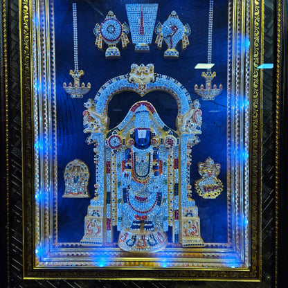 Lord Balaji Photo Frame with multi colour lighting & slokam perfect for Marriage gifting,house warming