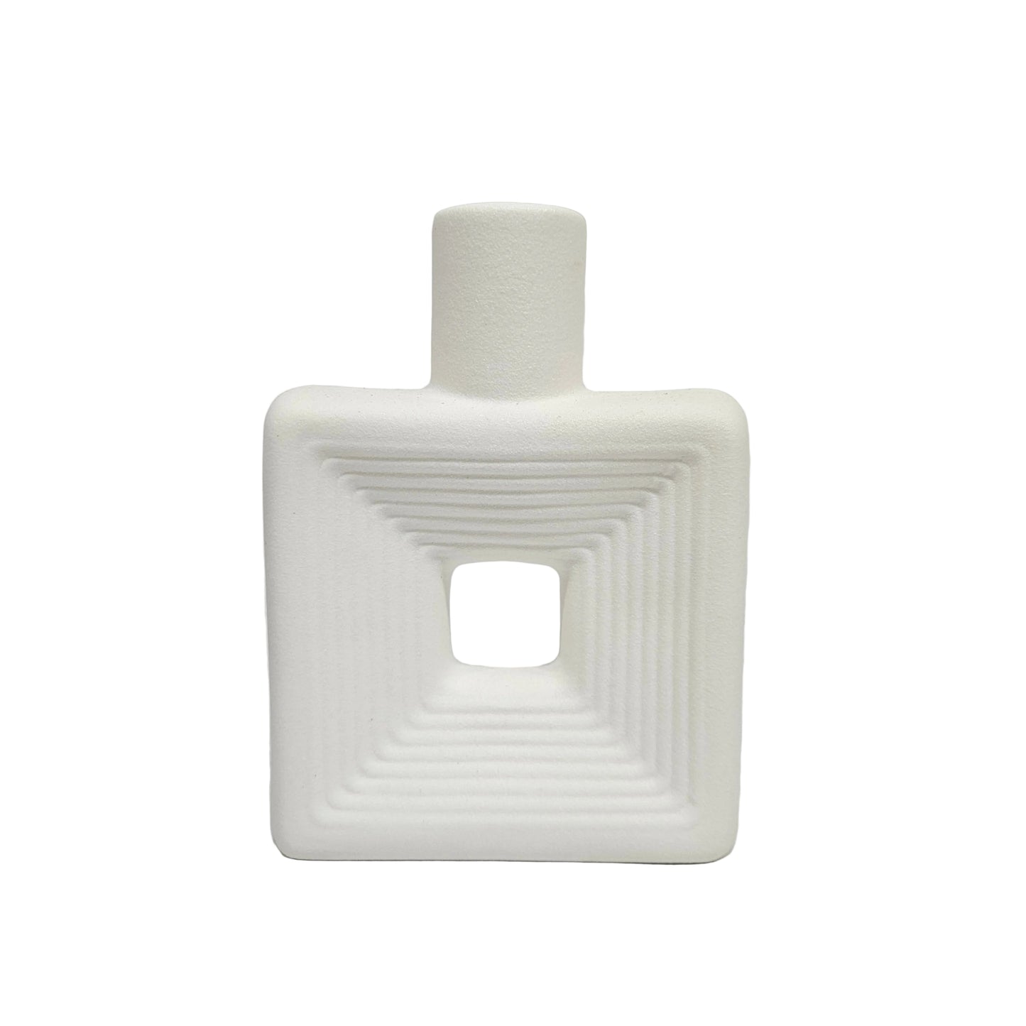 White Ceramic Vases Square Ceramic Flower Vases Decorative Vases for Rustic Home Decor
