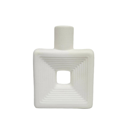 White Ceramic Vases Square Ceramic Flower Vases Decorative Vases for Rustic Home Decor