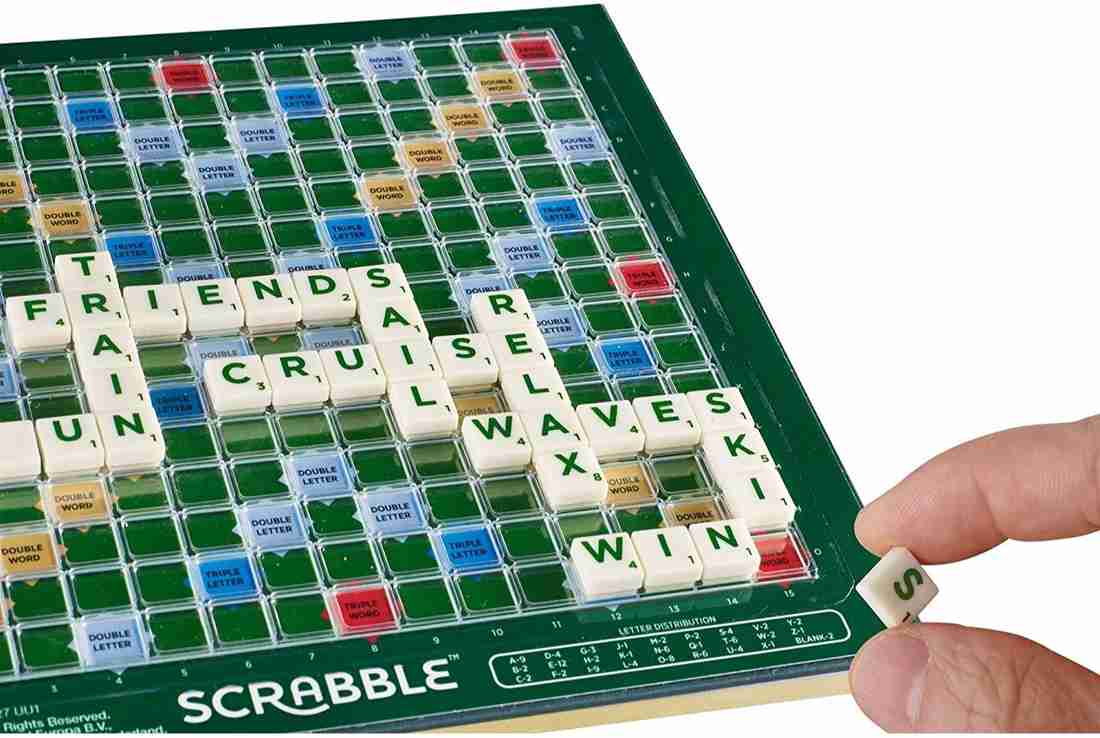 Crossword Board Game with Alphabet Tiles and Score Board