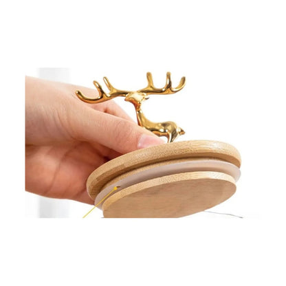 kitchen glass storage container airtight glass Jar sealed tank with metal elk deer top bamboo lid champagne Transparent