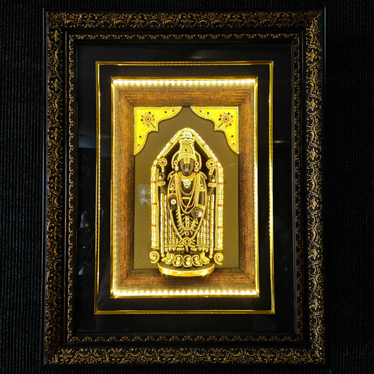 Lord Balaji decorated with stones lighting photo frame in a wooden Box