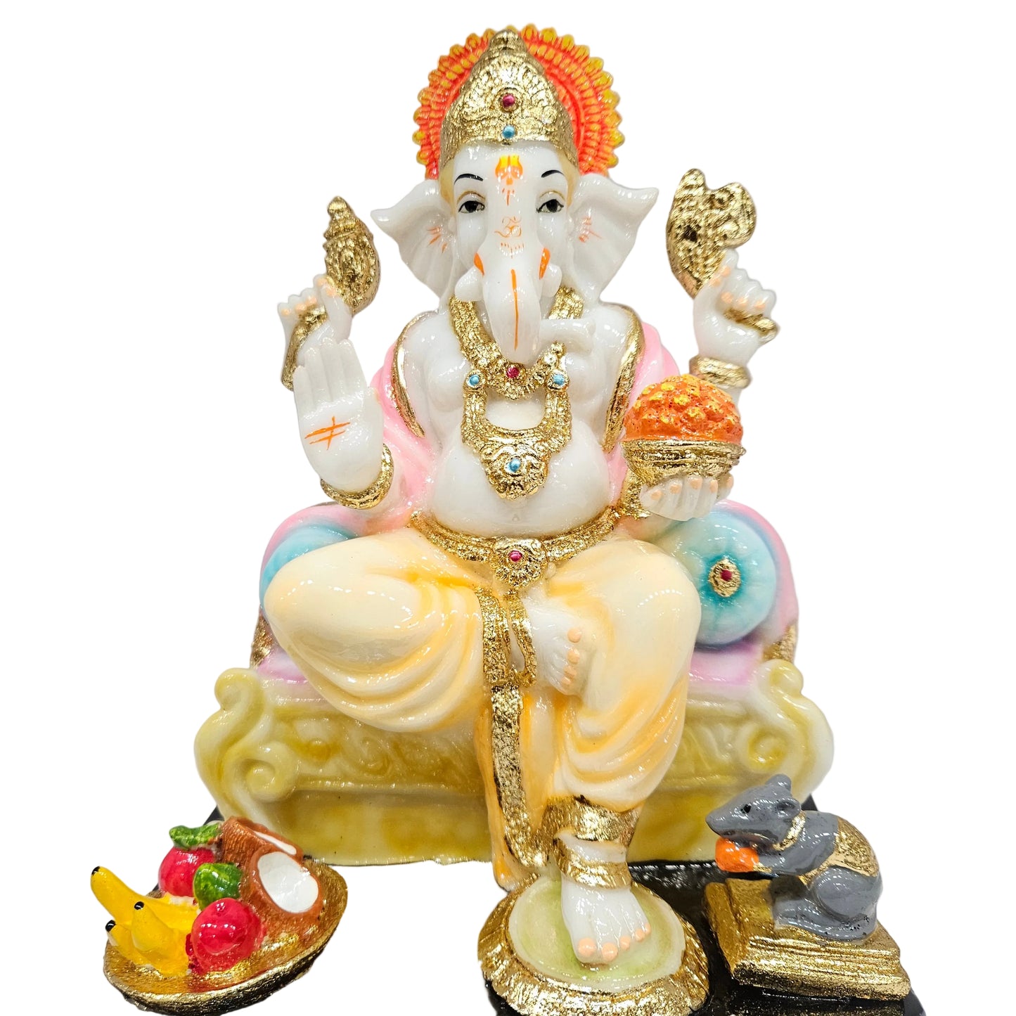 Handcrafted Marble Dust Ganesh Statue – God Idol with Intricate Detailing, Perfect for Home Décor