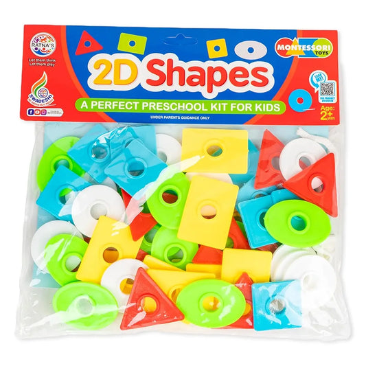Ratna's 2D Shapes Shooter Plastic 5 Geometric Shapes Lacing Activity Preschool Kit Montessori Shape Sorting Toys for Kids 2+ Years