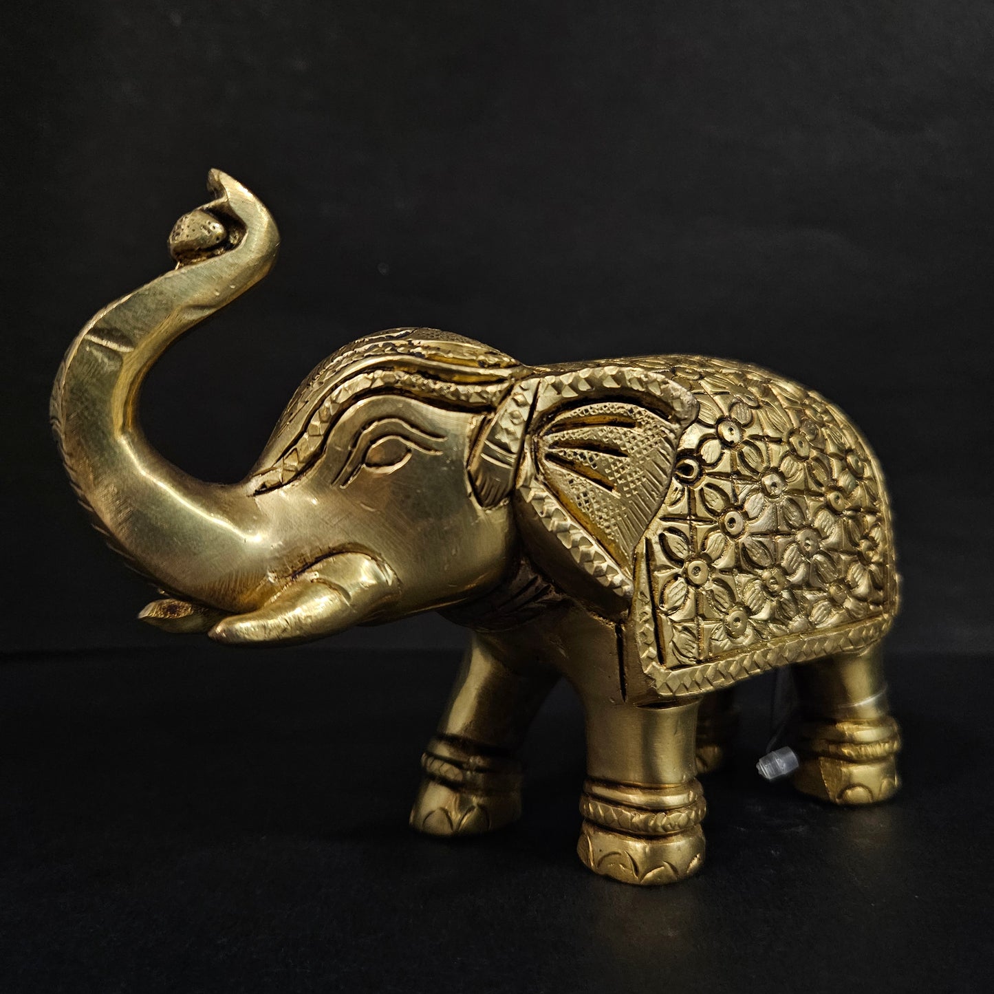 Brass Elephant with Beautifull Design Carving Work On Hathi Gajraj Lucky Figurine Showpiece for Home Statue Idol Handicraft Art
