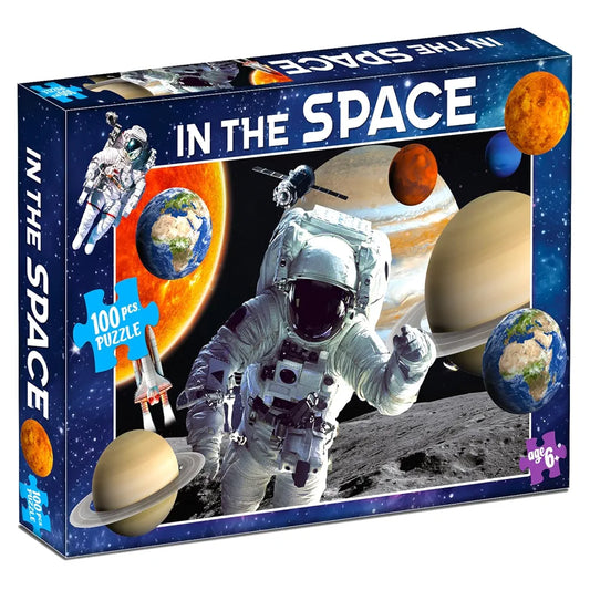 Space Adventure Puzzle Box for Kids – 100 Piece Jigsaw Puzzle | Galaxy & Astronomy Brain Games for Children Ages 6-12 | Educational Birthday Gifts for Girls and Boys