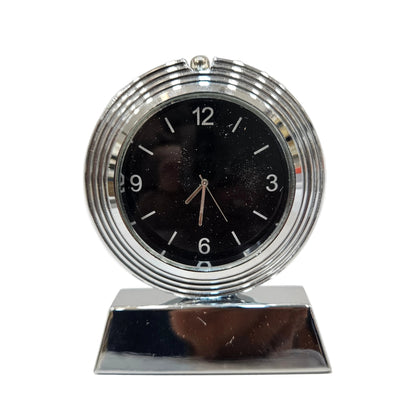 Mini Desktop Steel Round Clock with base perfect for Office Desk's & tables