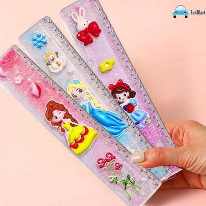 Kids Glitter Scale Ruler Set - Cute Scale for School Stationery Princess