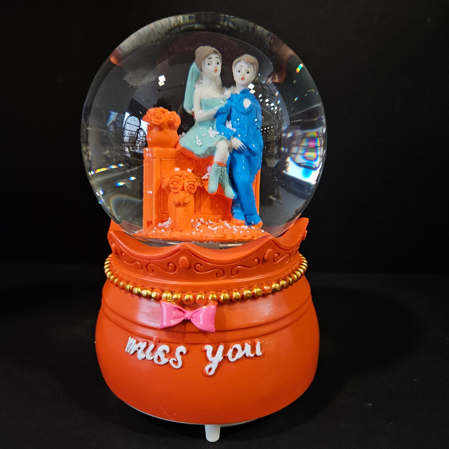 Beautiful Couple's Round glass with tune  miss you and Rounding gift perfect for couple gifting