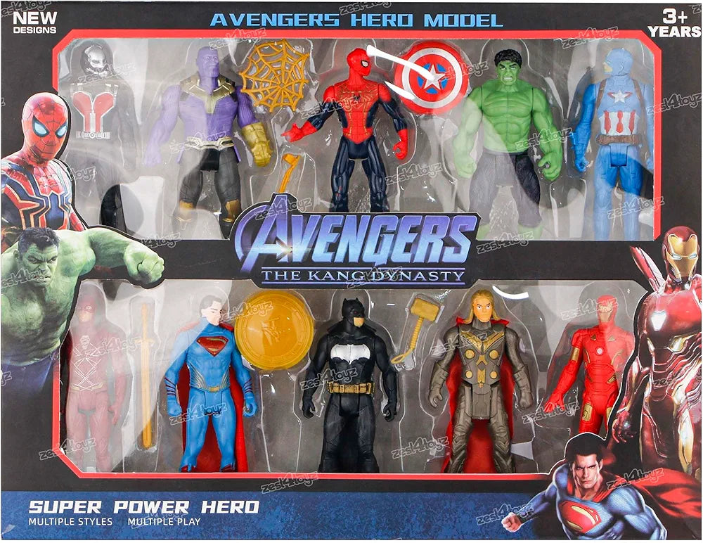 Superhero Action Figures Toys with its Shields & Swords Pack of 10 Super Heroes Toys for Kids Age 3 years above