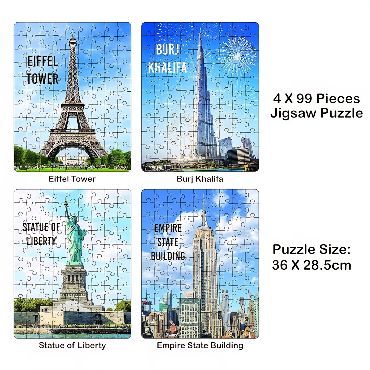 4 in 1 Masterpieces of World Jumbo Jigsaw Puzzle for Each Puzzle Educational Toy for Kids 5+ Year