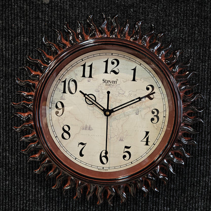 Analog Round Shaped Sun Look Unique Sweep Silent Wall Clock for Home