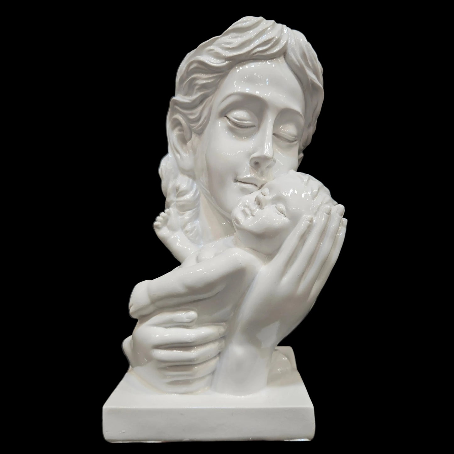 Mother and Child Decorative Statue, White Resin Sculpture,Handmade Home Decor, Modern Art Tabletop Figurine
