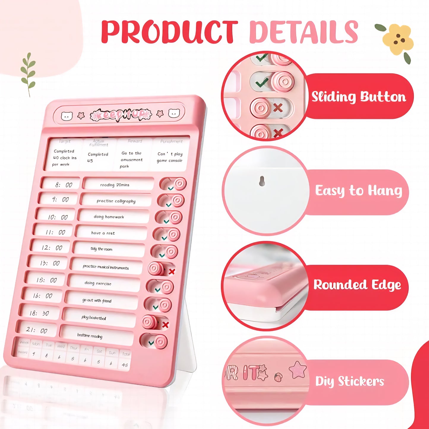 Chore Chart to Do List Checklist Board, Schedule Planner Reminder Chart Message Board RV Checklist for Home Office,Portable Daily Schedule Behavior