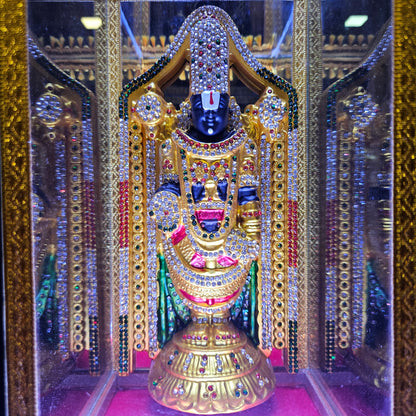 Tirupati Balaji decorated with attractive stones,slokam & multi colour lighting Cabin idol perfect for Marriage gifting,house warming