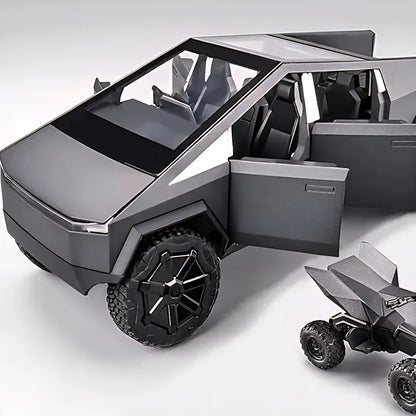 Tessla Pickup Trailer Toy Car | Realistic Model with Working Features - Diamond Black Diecast car