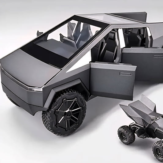 Tessla Pickup Trailer Toy Car | Realistic Model with Working Features - Diamond Black Diecast car
