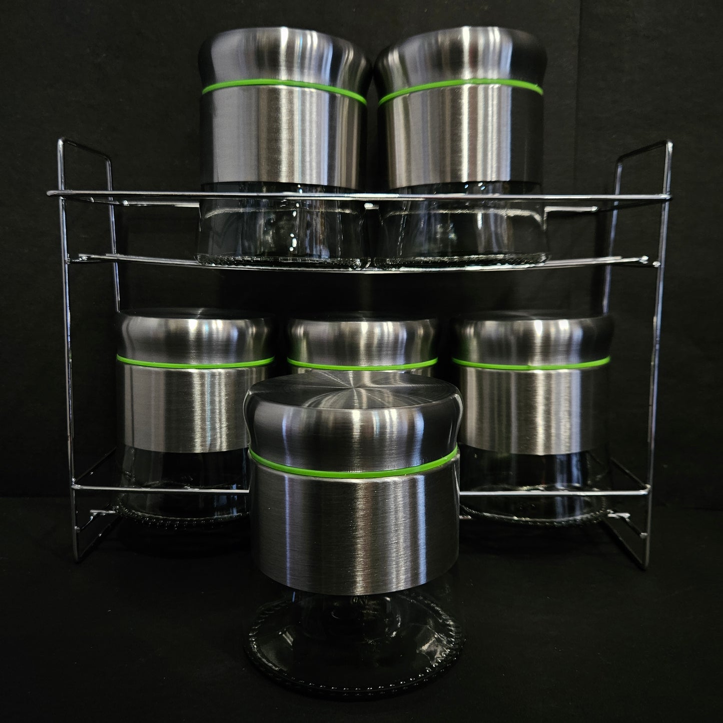 Green kivvi high quality glass exquisite glassware home fashion food Storage 6 pieces set jars
