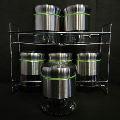 Green kivvi high quality glass exquisite glassware home fashion food Storage 6 pieces set jars