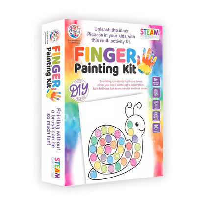 RATNA'S Finger Painting Kit STEAM Learning, 12 Sheets with 6 Colour Tray, DIY Coloring Hand Paint Art and Craft Activity Set for Kids