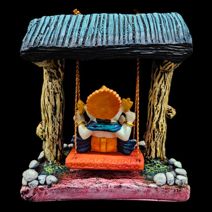 India Ganesh in swing Idol for Home Decor,Ganeshji Murti Ganpati Idol for Puja Lord Ganesh Statue Gift for Office Desk Puja Room Figurine