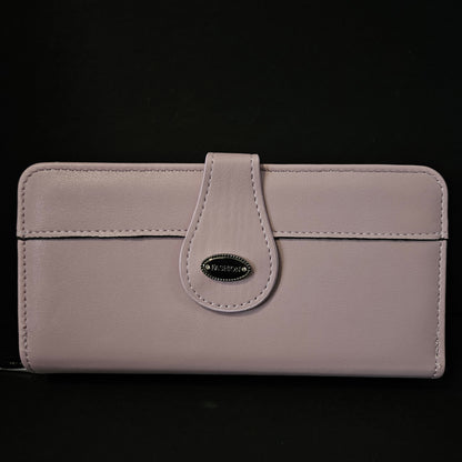 Leather Thin Slim Wallets for Women with magnetic Button & Zipper