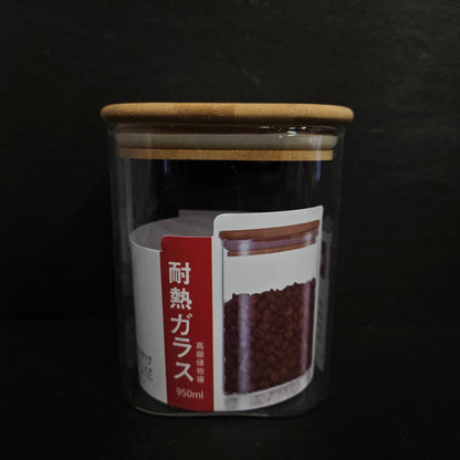 Glassware Kitchen Square Shape airtight bamboo lid food Storage container