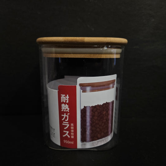 Glassware Kitchen Square Shape airtight bamboo lid food Storage container