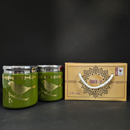 Shelly Olivia-2 glassware 2piece glass jar set perfect for Return gifting purpose