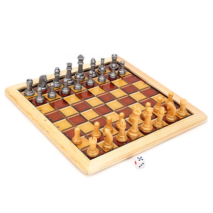 Ratna's Strategy Game Magnetic Wooden Art Chess and Ludo for Kids to Develop Their Logical Thinking and Strategy Building