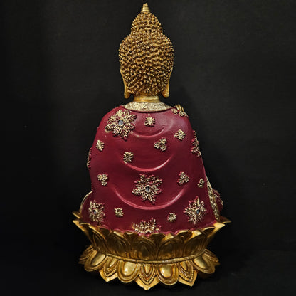 Lord Buddha with attractive stones designe sitting on lotus for home & Pooja room decor