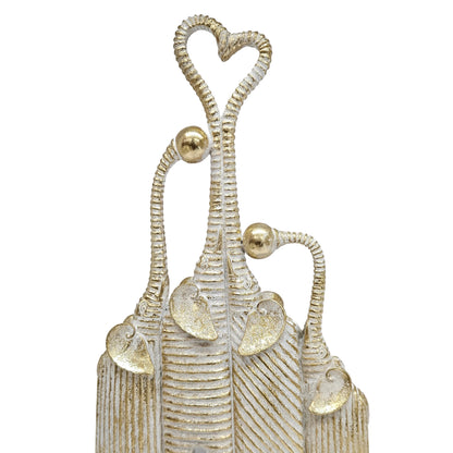 Elephants Hearts Polyresin gold Showpiece Figurine