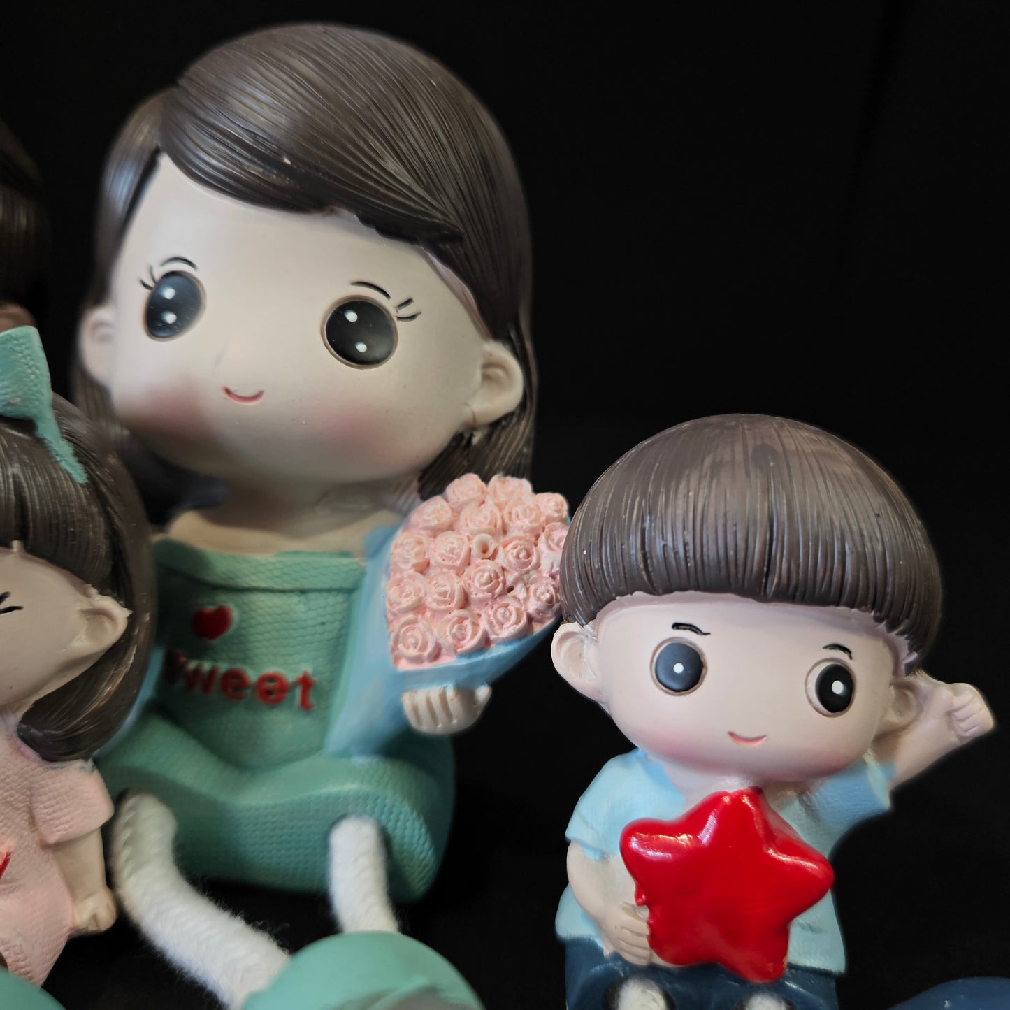 Cartoon Resin Outseam 4pieces set Dolls Hanging Feet Doll Home Wall Decoration