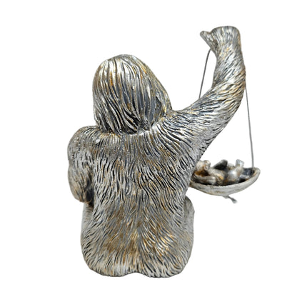 Gorillas Figurine Wild Life Animal Model Animal Figures Collection Decor Desk Bookshelf Dining Table Ornament Silver