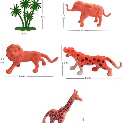Small Size Full Action Toy Figure Jungle Cartoon Wild Animal Toys Art & Craft Playing Set for Kids Current Animals Lion Giraffe Elephant Tiger Toys for Children